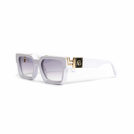 Men's // Actor // 18K Gold + Acetate Sunglasses // Gold + White + Gradient Gray