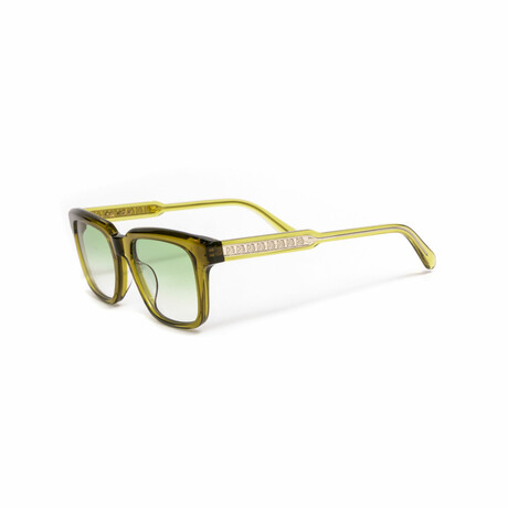 Unisex // Serpent // Acetate Glasses // Transparent Green + Silver Tinted + Gradient Green