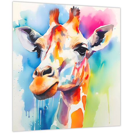 Vibrant Majesty II Giraffe // Frameless Free Floating Reverse Printed Tempered Art Glass Wall Art