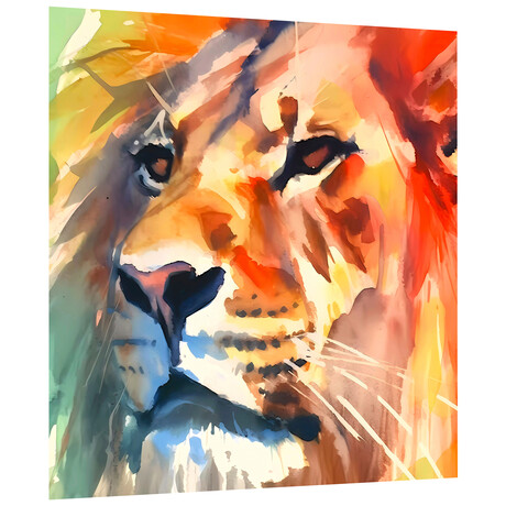 Regal Strength I Lion // Frameless Free Floating Reverse Printed Tempered Art Glass Wall Art