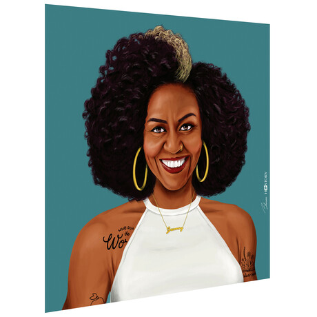 Hip Michelle Obama Frameless Free Floating Reverse Printed Tempered Art Glass Wall Art
