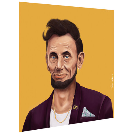 Hip Abraham Lincoln Frameless Free Floating Reverse Printed Tempered Art Glass Wall Art