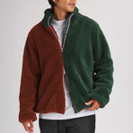 Stoic // Men's // MTN Sherpa Full-Zip Jacket // Tortoise Shell + Trekking Green + Pink Nectar (M)