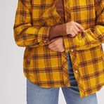 Stoic // Women's // Quilted Boyfriend Plaid Shirt Jacket // Mineral Yellow Plaid (M)