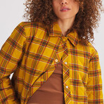 Stoic // Women's // Quilted Boyfriend Plaid Shirt Jacket // Mineral Yellow Plaid (M)