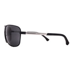 Armani // Men's EA2033 309487 Aviator Sunglasses // Black Rubber Silver + Gray