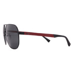 Armani // Men's EA2099D 333087 Aviator Sunglasses // Matte Black Red + Gray