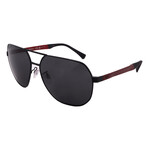 Armani // Men's EA2099D 333087 Aviator Sunglasses // Matte Black Red + Gray