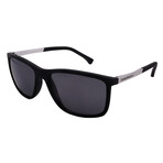 Armani // Men's EA4059 506381 Square Sunglasses // Rubber Black Silver + Gray