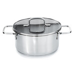 BergHOFF DiNA Helix Recycled 18/10 Stainless Steel 8" Stockpot 2.2qt., Glass Lid