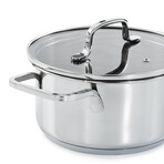 BergHOFF DiNA Helix Recycled 18/10 Stainless Steel 8" Stockpot 2.2qt., Glass Lid