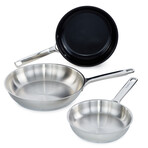 BergHOFF DiNA Helix 18/10 Stainless Steel 3pc Frying Pan Set, Recycled