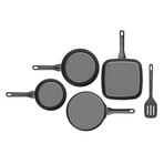 BergHOFF DiNA Helix 5pc Nonstick Specialty Pan Set with Turner, Recycled Aluminum