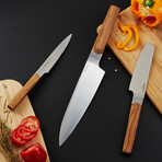 BergHOFF DiNA Ion 3pc Stainless Steel Knife Set, Ash Wood