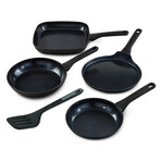 BergHOFF DiNA Helix 5pc Nonstick Specialty Pan Set with Turner, Recycled Aluminum