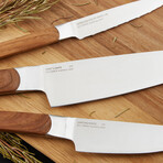BergHOFF DiNA Ion 3pc Stainless Steel Knife Set, Ash Wood