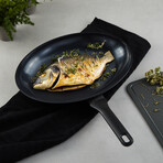 BergHOFF DiNA Helix Recycled Aluminum Nonstick Ceramic Fish Pan, 13.25"