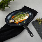 BergHOFF DiNA Helix Recycled Aluminum Nonstick Ceramic Fish Pan, 13.25"