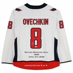 Ovechkin // Goal Record Ltd Ed /8 // Capitals White Jersey Signed