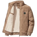 Corduroy Faux Shearling-lined Jacket // Beige (2XL)