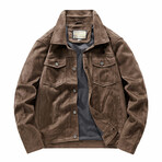 Faux Suede Jacket // Brown (XL)