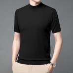Solid Mockneck T-shirt // Black (2XL)