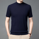 Solid Mockneck T-shirt // Navy Blue (M)