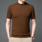 Solid Mockneck T-shirt // Brown (M)
