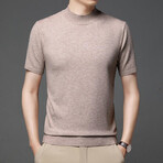 Solid Mockneck T-shirt // Camel (XL)