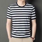 Striped Crewneck T-shirt // White + Black (XS)