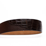 Giovanni Lizard Ring & Caiman Belly Leather Belt // Brown (44)
