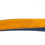 Massimo Caiman Flank Leather Belt // Navy (44)