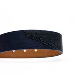 Lucca Ostrich & Stingray Leather Belt // Navy + Black (44)