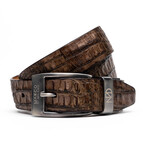 Silvio Caiman Back Leather Belt // Washed Brown (44)