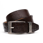 Giovanni Lizard Ring & Caiman Belly Leather Belt // Brown (44)