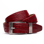 Riccardo Caiman Belly Leather Belt // Red (44)