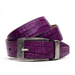 Silvio Caiman Back Leather Belt // Purple (48)
