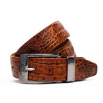 Silvio Caiman Back Leather Belt // Cognac Rustic (48)