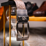 Silvio Caiman Back Leather Belt // Washed Brown (44)