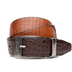 Moncalieri Alligator & Cobra Leather Belt // Brown + Cognac (36)