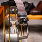 Giovanni Lizard Ring & Caiman Belly Leather Belt // Brown (44)