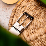 Moncalieri Alligator & Cobra Leather Belt // Bone + Black (44)