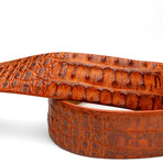 Riccardo Caiman Belly Leather Belt // Brandy (44)