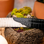 Moncalieri Alligator & Cobra Leather Belt // Bone + Black (44)