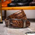 Silvio Caiman Back Leather Belt // Washed Brown (44)