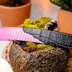 Moncalieri Alligator & Cobra Leather Belt // Pink + Gray (44)