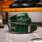 Riccardo Caiman Belly Leather Belt // Forest Green (40)
