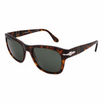 Men's // Persol PO3313S 24/31 Square Sunglasses // Dark Havana + Green Lenses