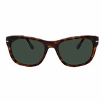 Men's // Persol PO3313S 24/31 Square Sunglasses // Dark Havana + Green Lenses