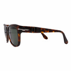 Men's // Persol PO3313S 24/31 Square Sunglasses // Dark Havana + Green Lenses